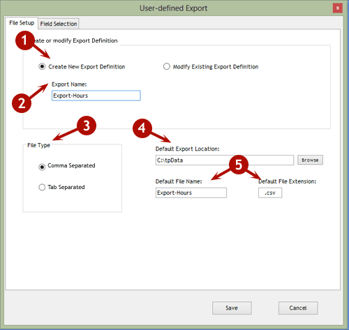 Creating a User-Defined Export