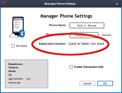 Right-click the XBlue Sky app in TimePilot Central and choose 'Properties' to get the app's registration number.
