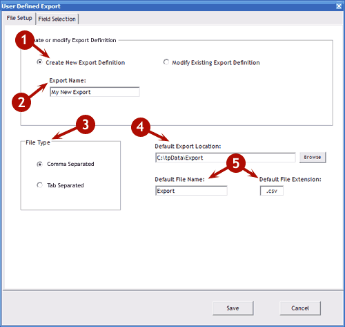 Creating a User-Defined Export